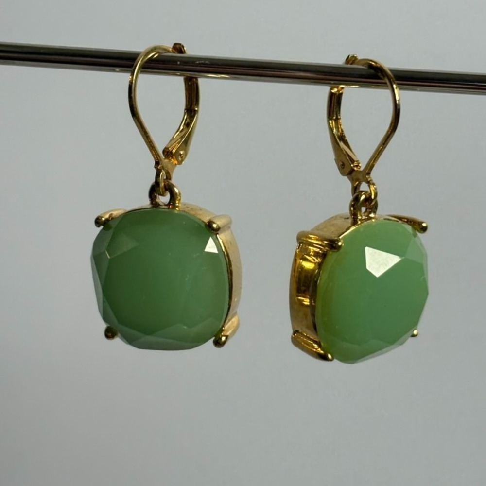 Earring Green Stone Joan Rivers Classic Collection Square Cushion Cut - Picture 3 of 8